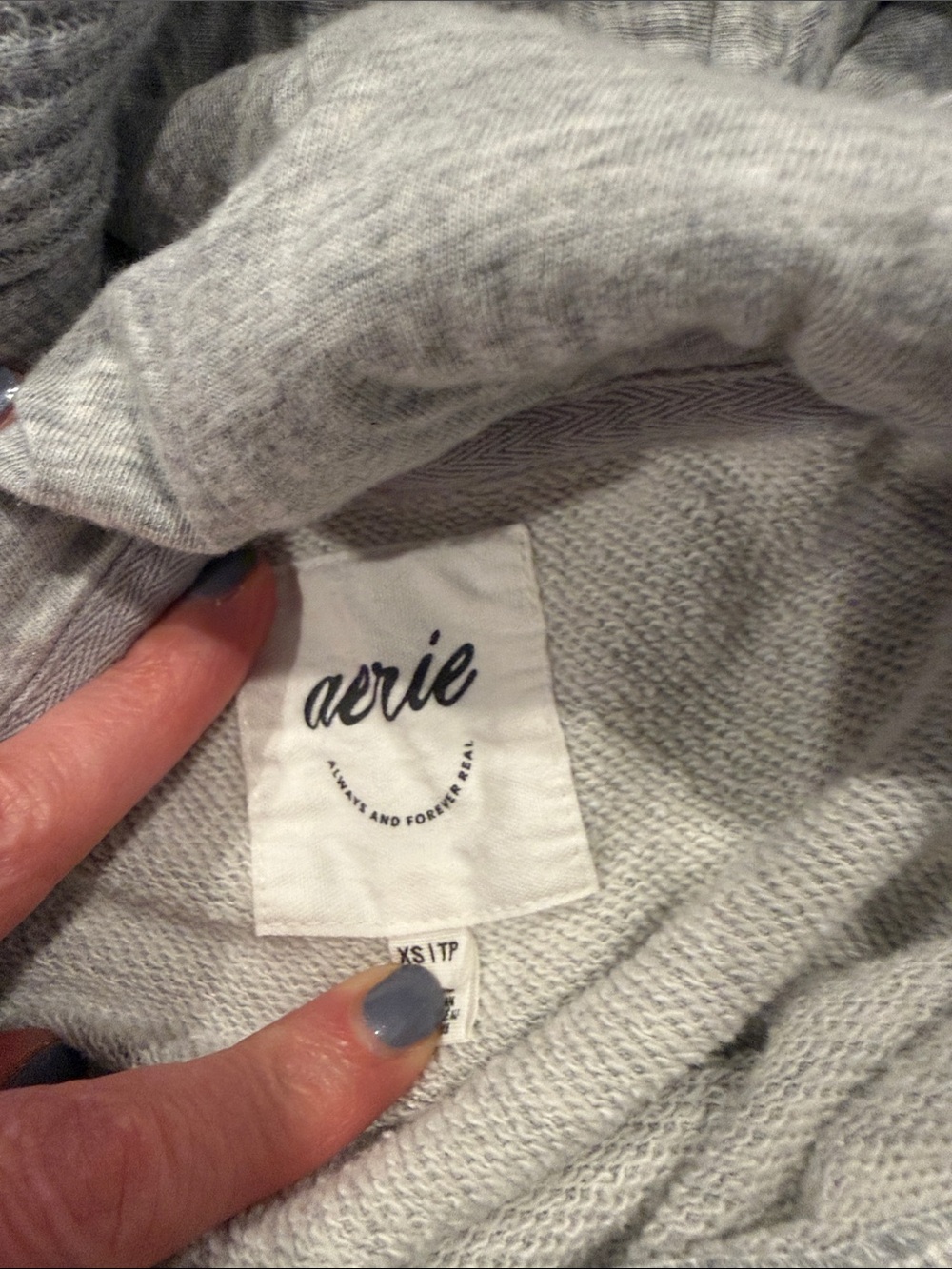 Aerie Essential Waffle Hoodie Gray Size XS - Picture 7 of 12